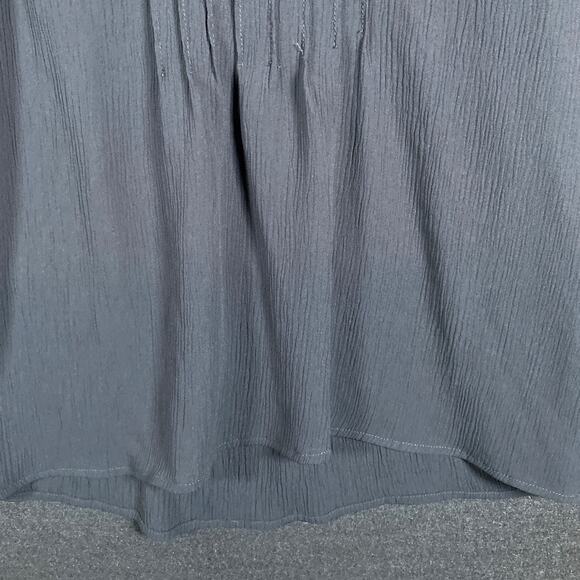 LOFT Womens Blouse Black Pleated Front 3/4 Flared Sleeve Ruffles Stretch Small - Picture 5 of 14